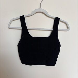 Black Ribbed Crop Top - Aritzia